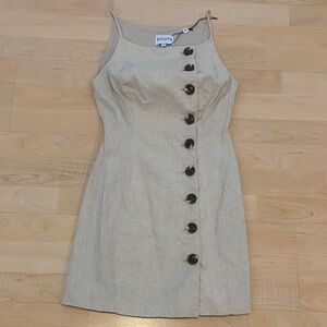 SNDYS Linen Button Front Mini Dress Beige XS NWT